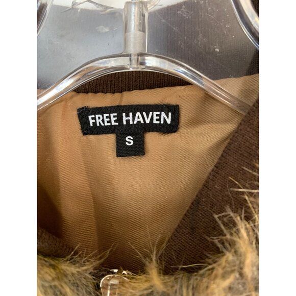 NWT Free Haven Faux Fur Crop Jacket Size S Polyester Brown RII10591 - Picture 4 of 8